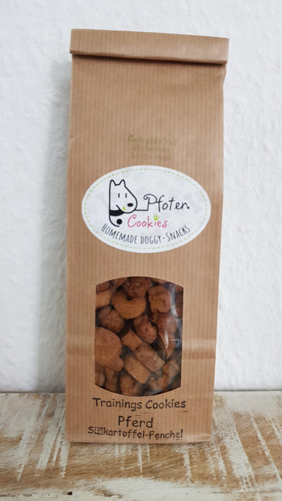 Pfoten Cookies Hundekekse - Trainings Cookies Pferd-Süßkartoffel-Fenchel 80g